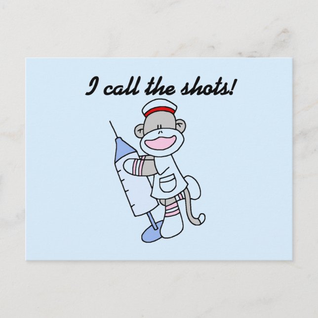 Sock Monkey Nurse I Call the Shots Gifts Postcard (Front)