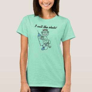 Sock Monkey Nurse I Call the Shots Gifts T-Shirt
