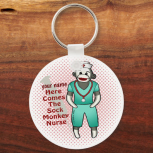 Sock Monkey Nurse keychain