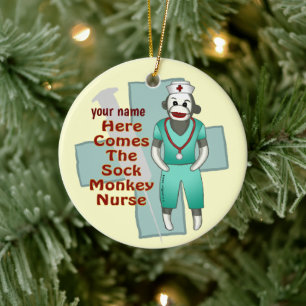 Sock Monkey Nurse ornament