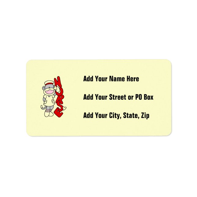 Sock Monkey Nurse T-shirts and Gifts Label (Front)
