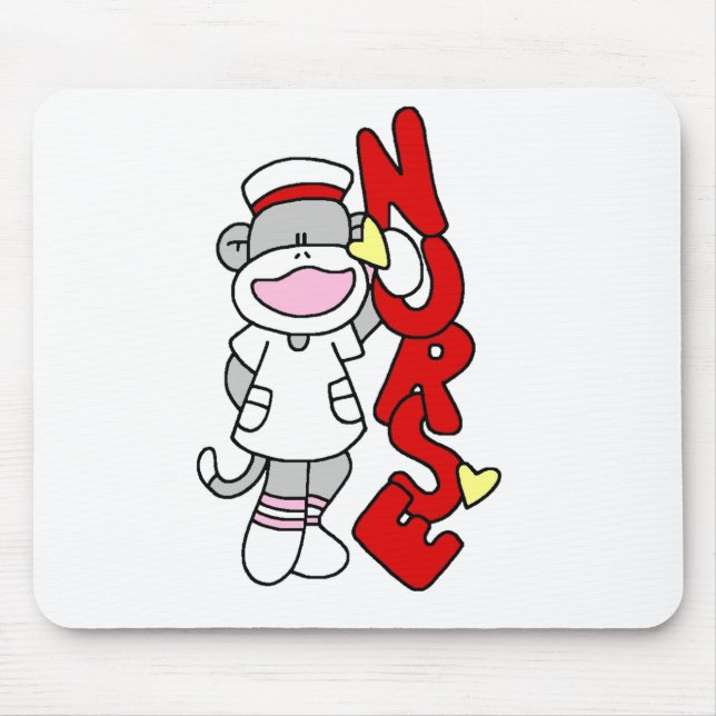 Sock Monkey Nurse T-shirts and Gifts Mouse Mat (Front)