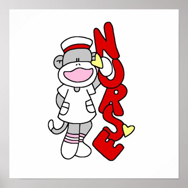 Sock Monkey Nurse T-shirts and Gifts Poster (Front)