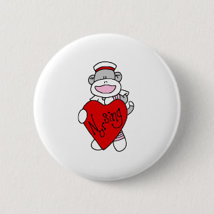 Sock Monkey Nursing 6 Cm Round Badge