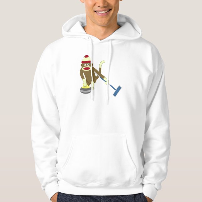 Sock Monkey Olympic Curling Hoodie (Front)