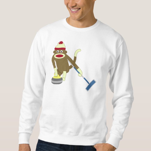Sock Monkey Olympic Curling Sweatshirt (Front)