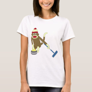 Sock Monkey Olympic Curling T-Shirt