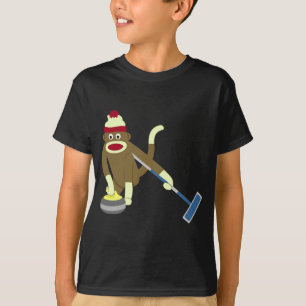 Sock Monkey Olympic Curling T-Shirt