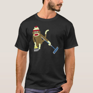 Sock Monkey Olympic Curling T-Shirt