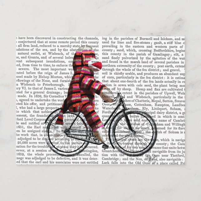 Sock Monkey on Bicycle Postcard (Front)