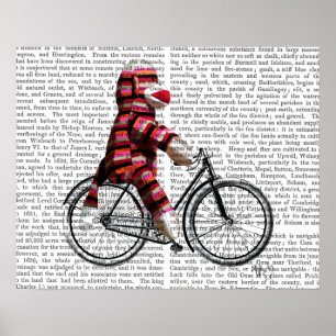 Sock Monkey on Bicycle Poster