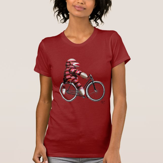 Sock Monkey on Bicycle T-Shirt (Front)