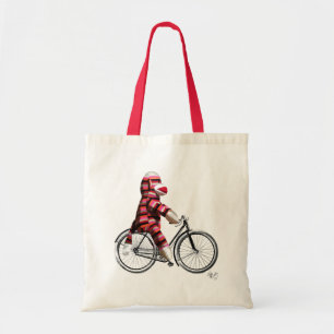 Sock Monkey on Bicycle Tote Bag