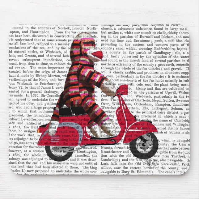 Sock Monkey on Moped Mouse Mat (Front)