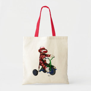 Sock Monkey on Tricycle Tote Bag