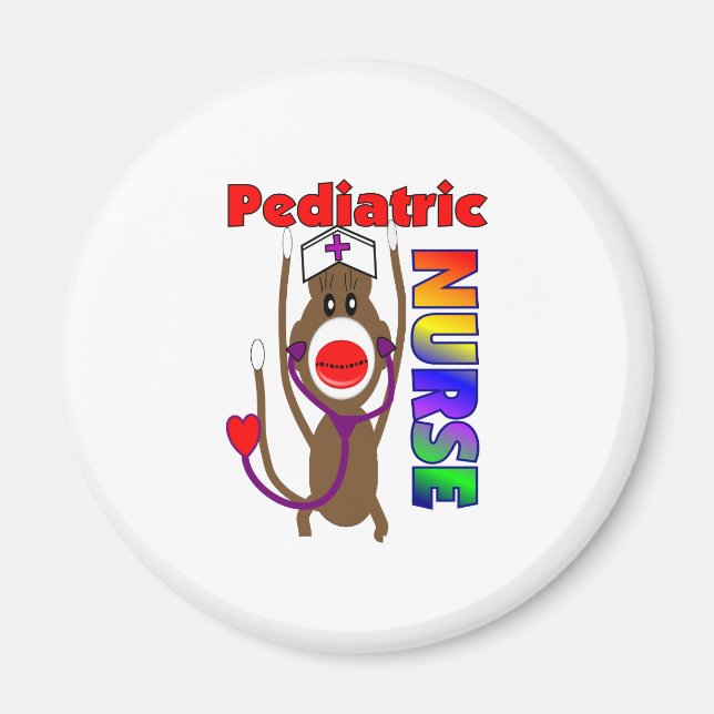 Sock Monkey Paediatrics Nurse Gifts Magnet (Front)