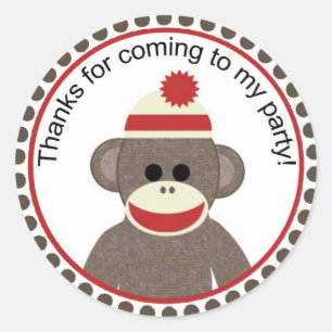 sock monkey party sticker