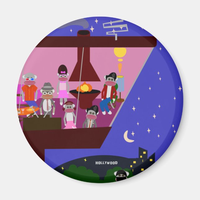 Sock Monkey Party Too Magnet (Front)