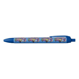 Sock Monkey Peace Bus  Black Ink Pen