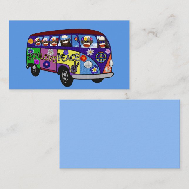 Sock Monkey Peace Bus Business Card (Front/Back)