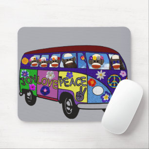 Sock Monkey Peace Bus  Mouse Mat