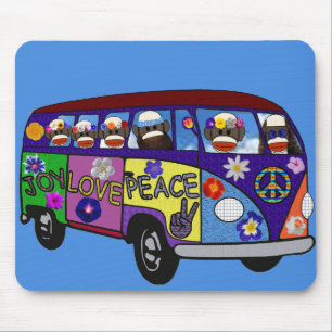 Sock Monkey Peace Bus Mouse Mat