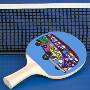 Sock Monkey Peace Bus  Ping Pong Paddle