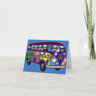 Sock Monkey Peace Bus  Thank You Card