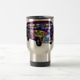 Sock Monkey Peace Bus  Travel Mug