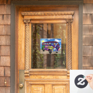 Sock Monkey Peace Bus Window Cling