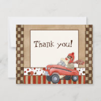 Sock Monkey Pedal Car, Thank You Note Cards