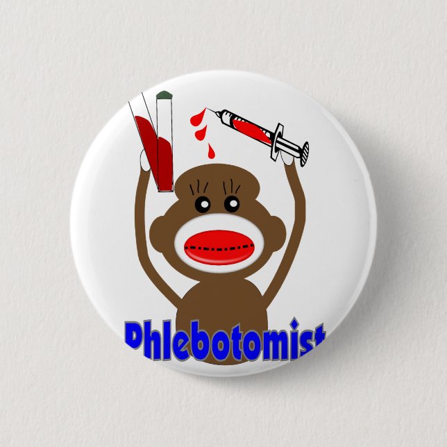 Sock Monkey Phlebotomist Gifts--Adorable 6 Cm Round Badge (Front)