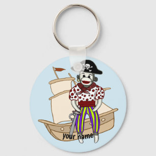 Sock Monkey Pirate  Key Ring