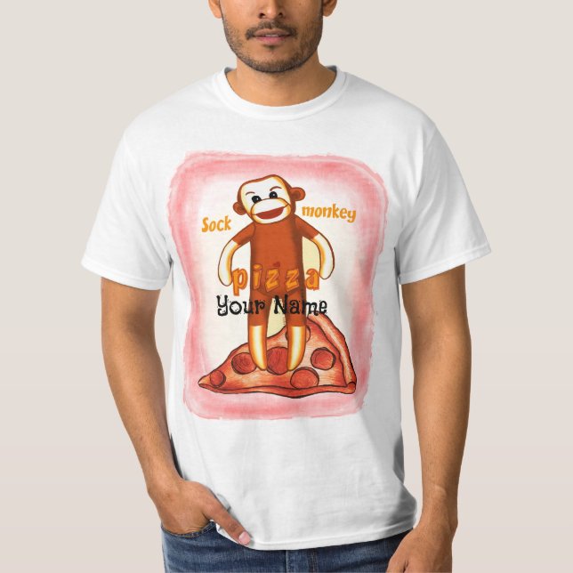 Sock Monkey Pizza T-Shirt (Front)