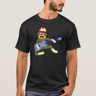 Sock Monkey Playing Blue Guitar T-Shirt