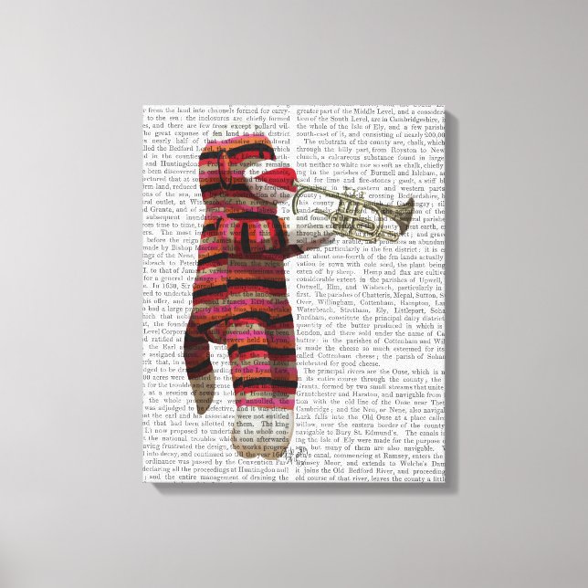 Sock Monkey Playing Trumpet Canvas Print (Front)