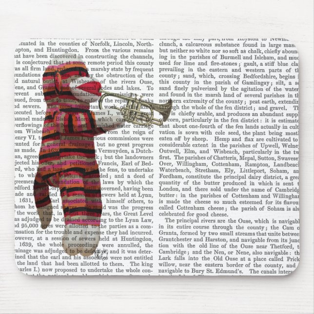 Sock Monkey Playing Trumpet Mouse Mat (Front)