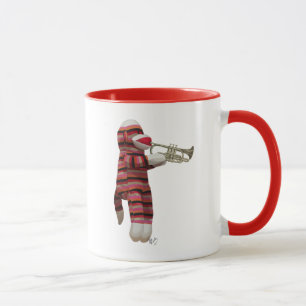 Sock Monkey Playing Trumpet Mug