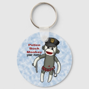 Sock Monkey Police keychain