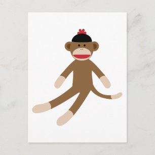 sock monkey postcard