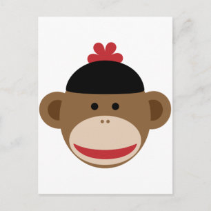sock monkey postcard