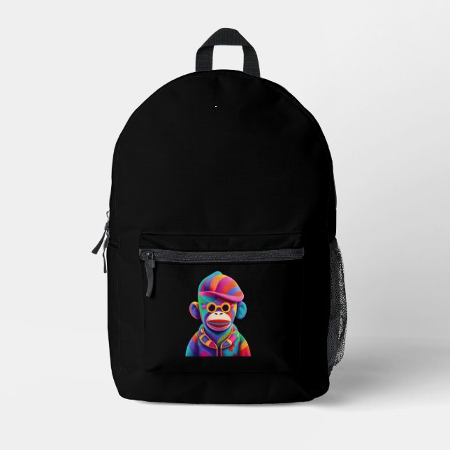 Sock Monkey Printed Backpack (Front)