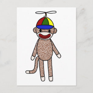 Sock Monkey Propeller Hat Postcard