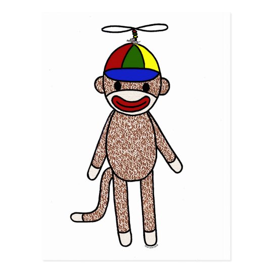 Sock Monkey Propeller Hat Postcard