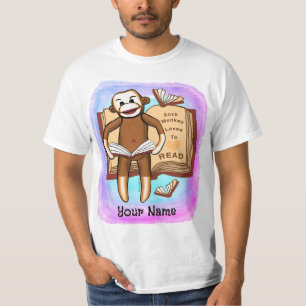 Sock Monkey Reads  T-Shirt