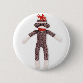 sock monkey. retro 6 cm round badge