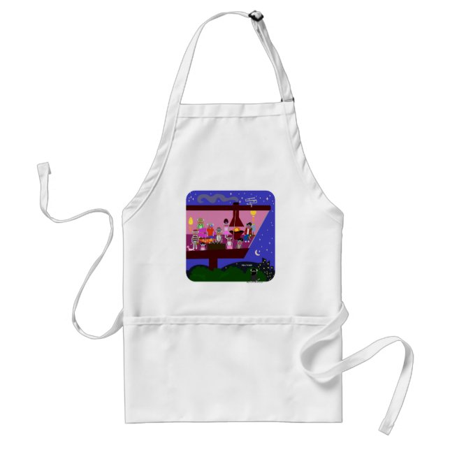 Sock Monkey Retro Party House Cartoon Fun Art Standard Apron (Front)