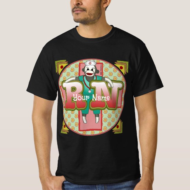 Sock Monkey RN Nurse T-Shirt (Front)