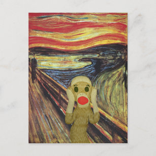 Sock Monkey Scream postcard