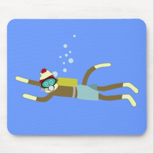 Sock Monkey Scuba Diver Mouse Mat